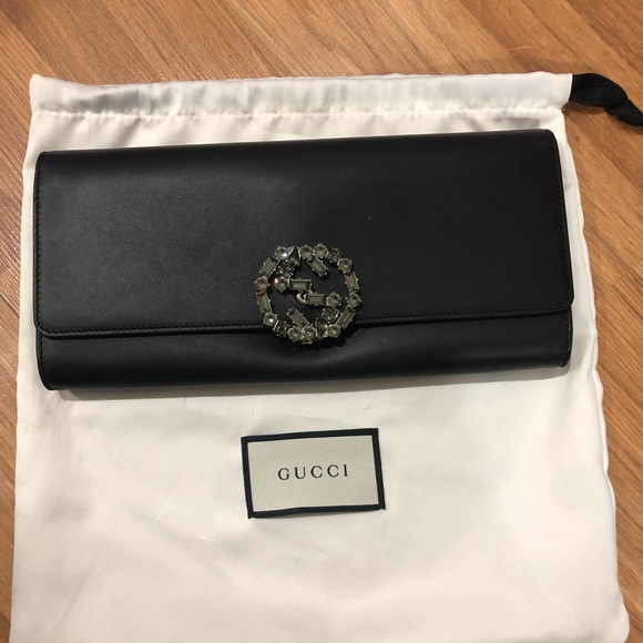 Gucci Handbags - Gucci Leather clutch with Crystals